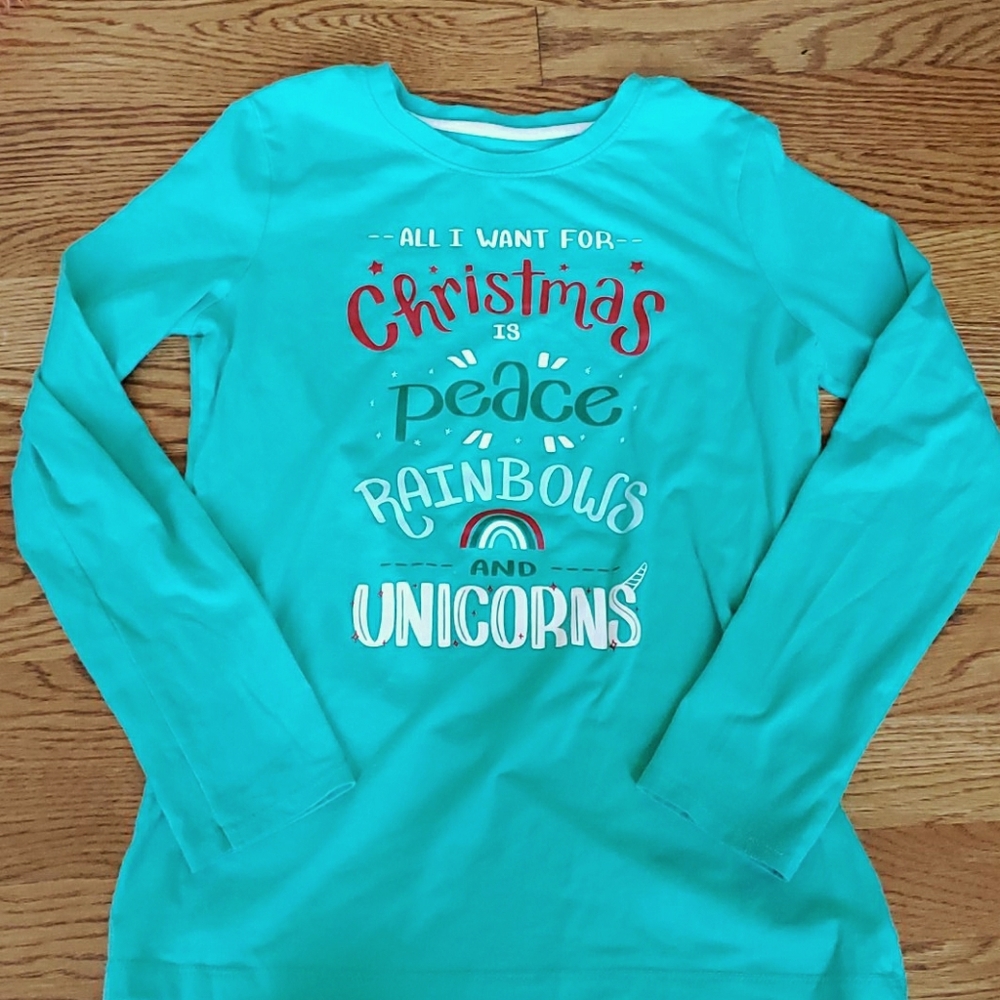 Cat & Jack Girls Holiday Tee, Sz L